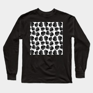 MONSTERA LEAVES - BLACK ON WHITE Long Sleeve T-Shirt